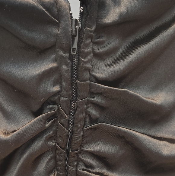 Chic Black Ruched Mini Dress - Picture 10 of 12